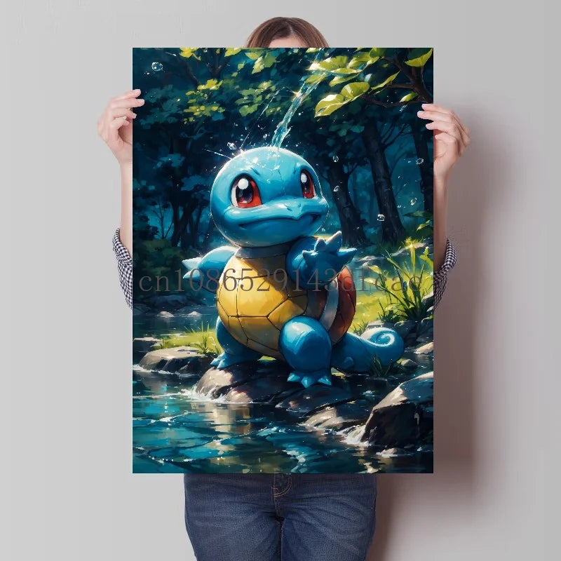Pokemon Classic Anime Canvas Painting Bulbasaur Charmander Squirtle Poster and Print Wall Art Ink Picture Home Decor Kids Gifts