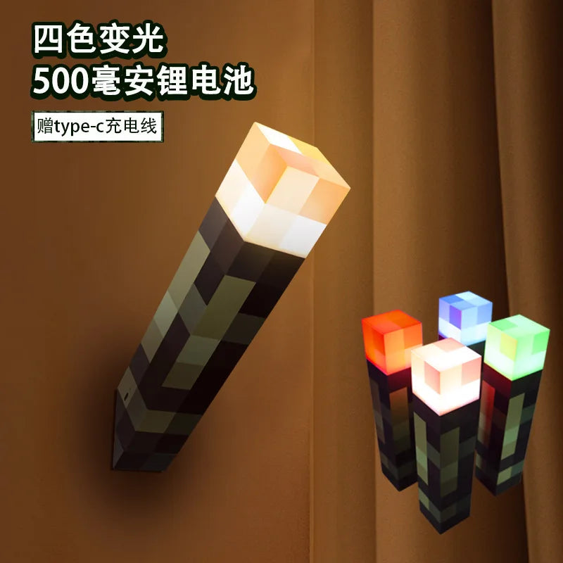 Minecraft My World Series Diamond Ore Lamp Colorful Charging Miner's Lamp Medicine Water Bottle Torch Model Gift Night Light