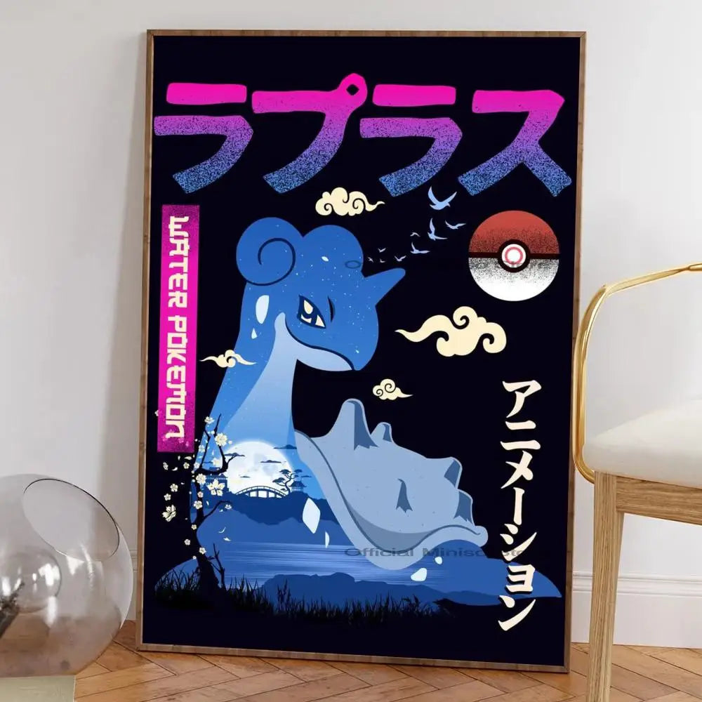 1pc Anime Pikachu Poster Self-adhesive Art Pokemon Waterproof Paper Sticker Coffee House Bar Room Wall Decor