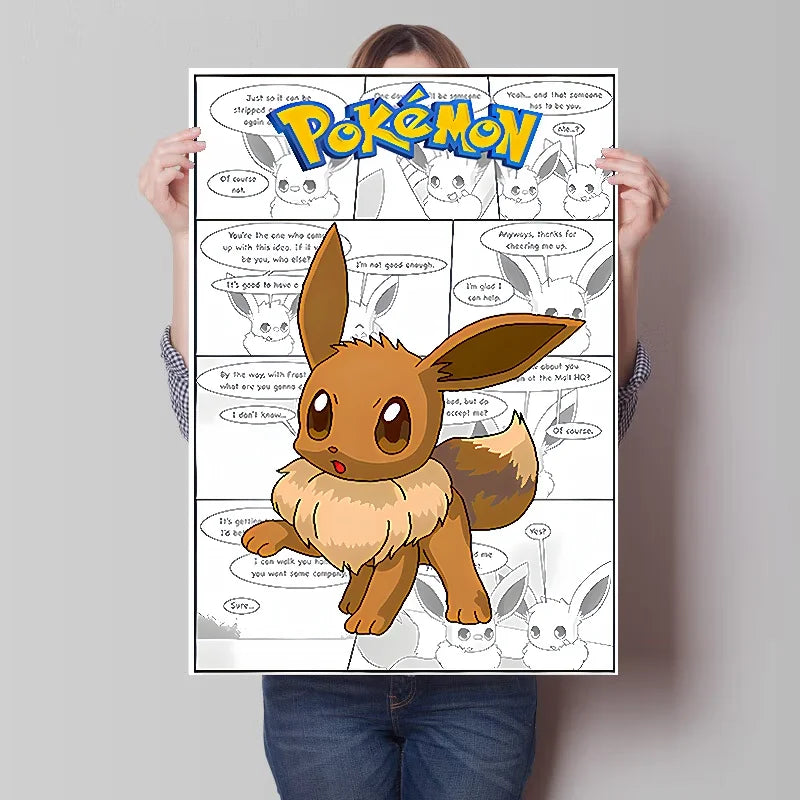 Pokemon Anime Figures Print Canvas Wall Art Posters Surrounding Charizard Bulbasaur Pikachu Decoration Interior Posters for Room