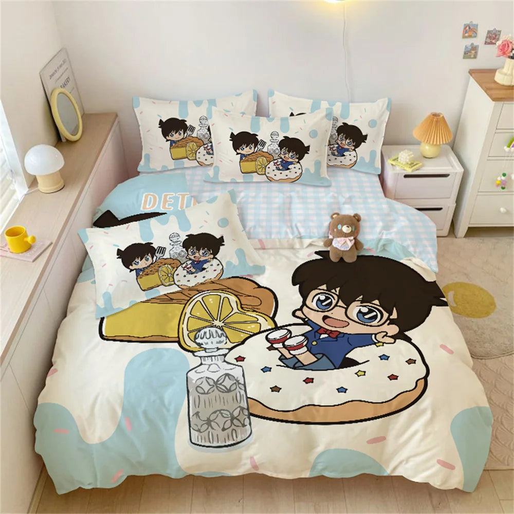 Detective Conan Cartoon Bedding Sets Anime Bed Supplies Set Kids Duvet Cover Bed Comforter Set Bedding Set Boy Birthday Gift