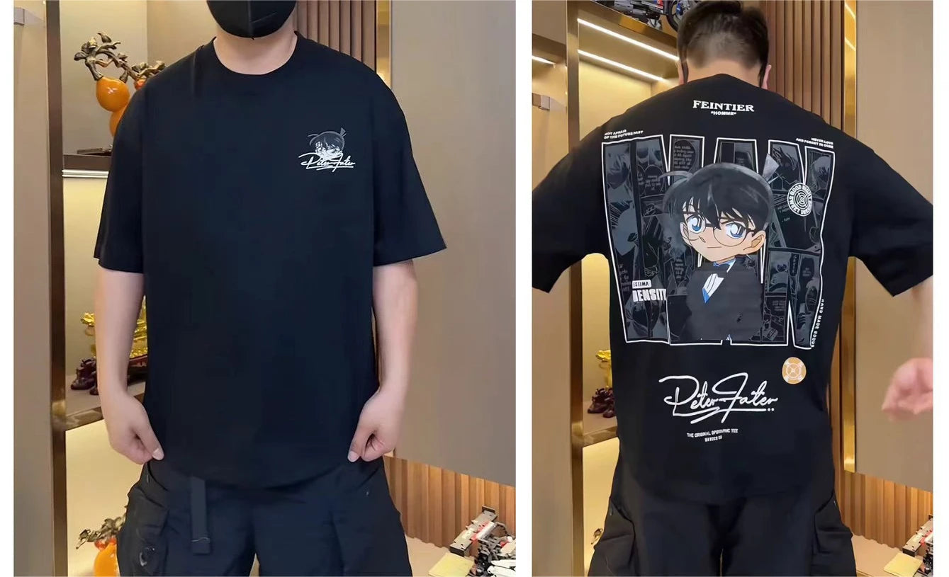 Detective Conan Case Closed Cotton Men's and Women's Short Sleeve Conan Edogawa Shinichi Kudo Summer Boys and Girls T-Shirt