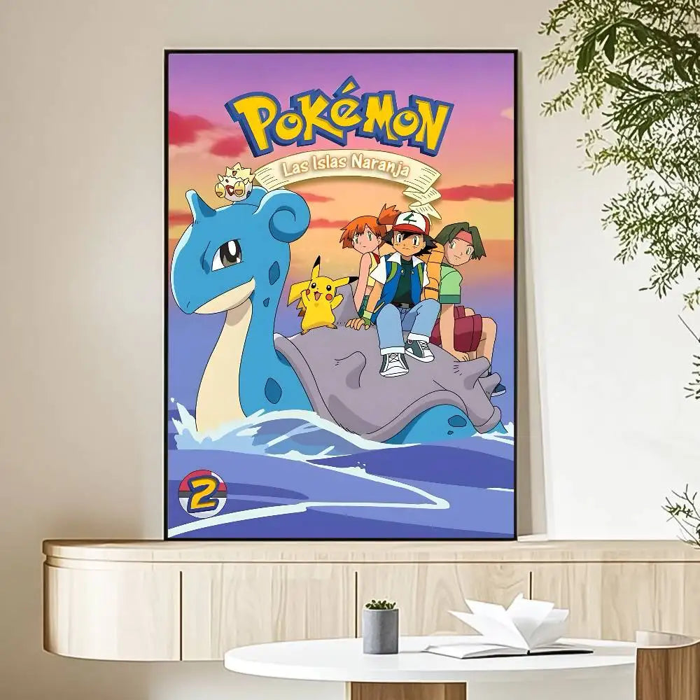 MINISO Cartoon Pokemon Anime Poster HD Art Sticky Wall Waterproof Home Living Room Bedroom Bar Aesthetic Decoration