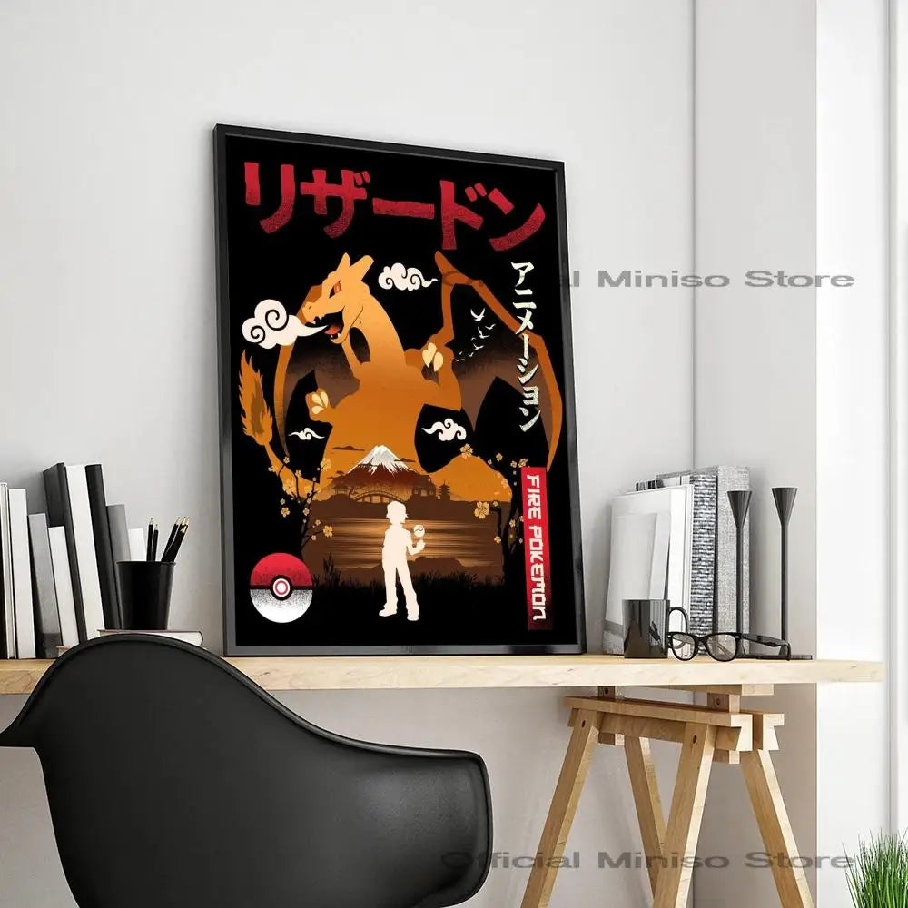 1pc Anime Pikachu Poster Self-adhesive Art Pokemon Waterproof Paper Sticker Coffee House Bar Room Wall Decor