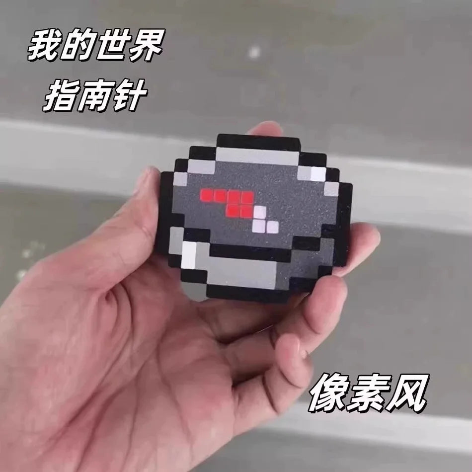 New Minecraft Compass Pixel Wind Peripheral design trinket Magnetic MC Real-World Use Movable Keychain Pendant myworld Gift