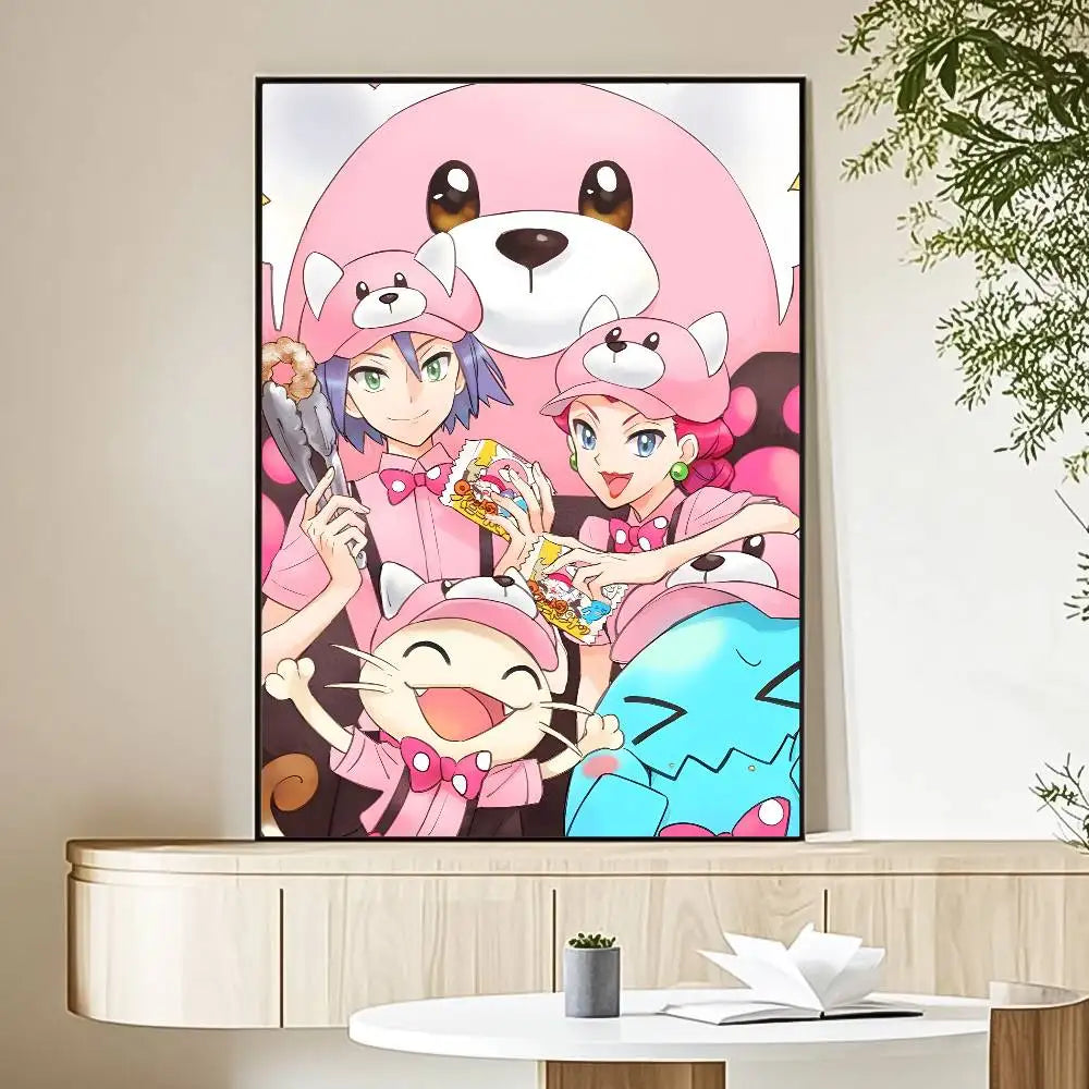 MINISO Cartoon Pokemon Anime Poster HD Art Sticky Wall Waterproof Home Living Room Bedroom Bar Aesthetic Decoration