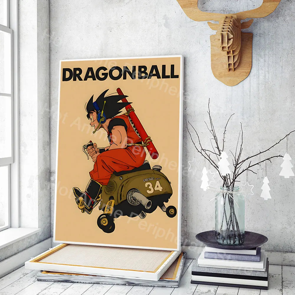 Vintage Posters Dragon Ball Peripheral Anime figures Vegeta Goku Picture Art Canvas Painting for Kids Bedroom Mural Decor Gifts