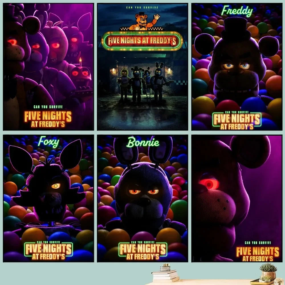 ملصق لعبة F-Five N-Nights at Freddy's DIY ملصق فيلم عتيق لوحة فنية جدارية ملصقات دراسية لوحة حائط صغيرة الحجم
