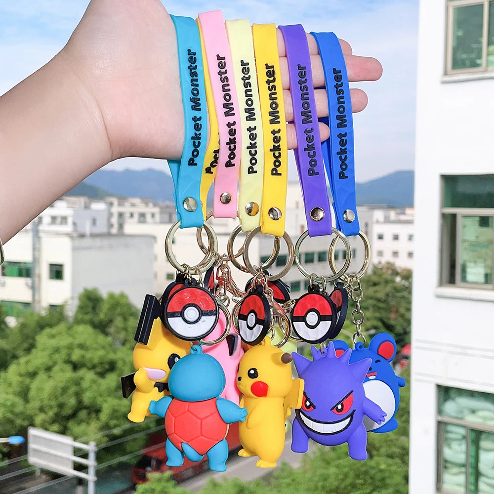 Pokémon Keychain Set - Cute Pikachu & Friends Q Version Keyring, Anime Backpack Charm, Kawaii Gift for Fans & Couples (Birthday