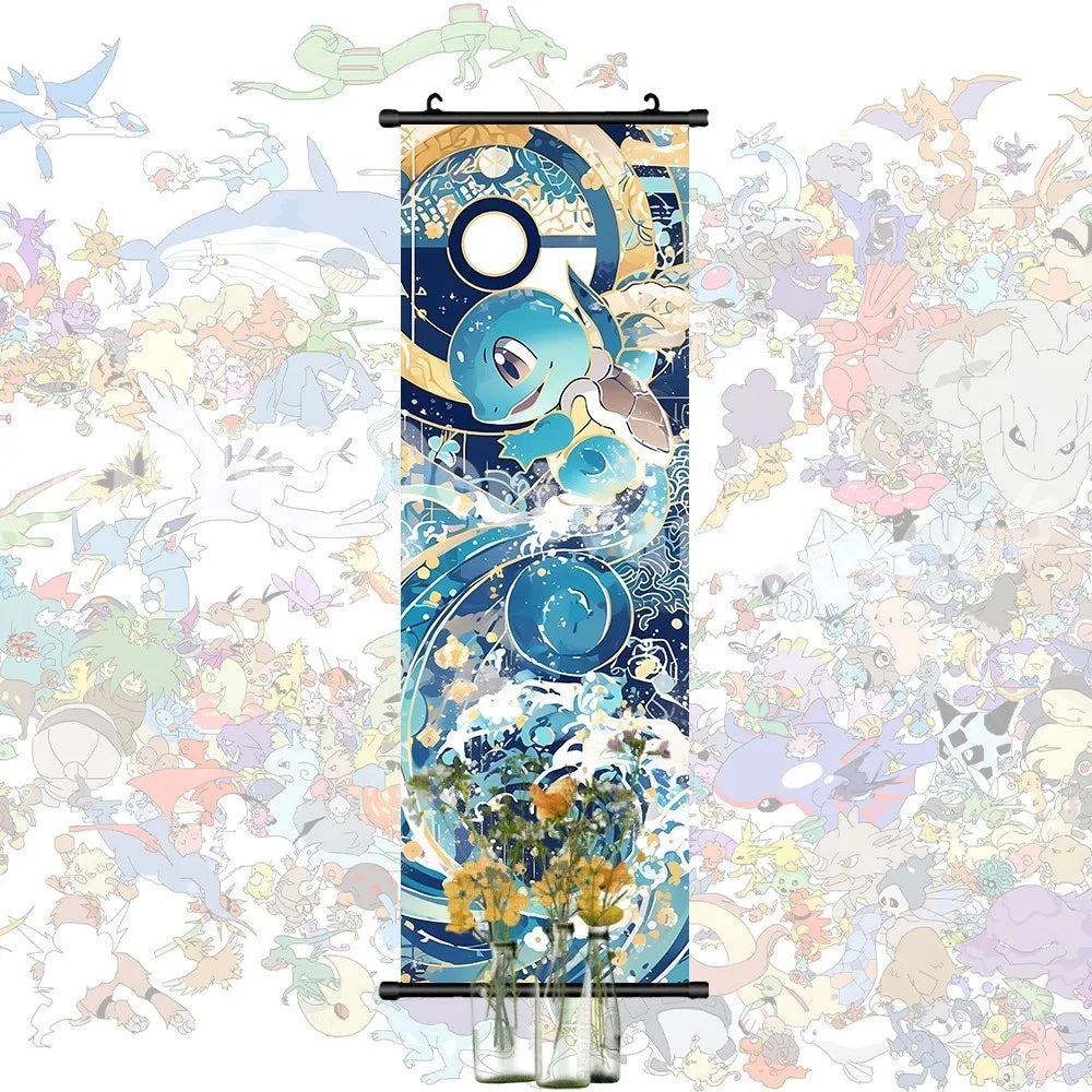 Printed Pokemon Poster Anime Wall Artwork Gengar Pictures Charizard Painting Canvas Pikachu Hanging Scrolls Home Room Decor