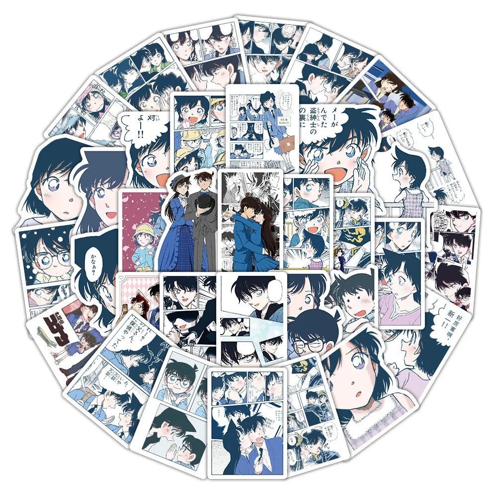 63 Pcs Detective Conan Stickers Shinichi and Ran CP Anime Peripherals Kaito Kid Character Cute DIY Decals