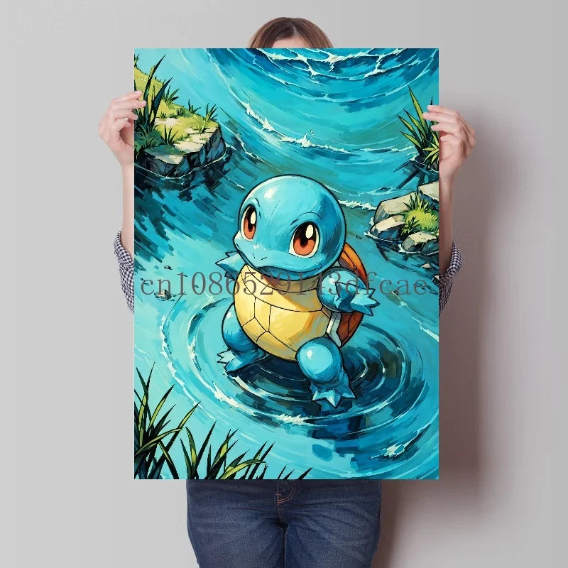 Pokemon Classic Anime Canvas Painting Bulbasaur Charmander Squirtle Poster and Print Wall Art Ink Picture Home Decor Kids Gifts