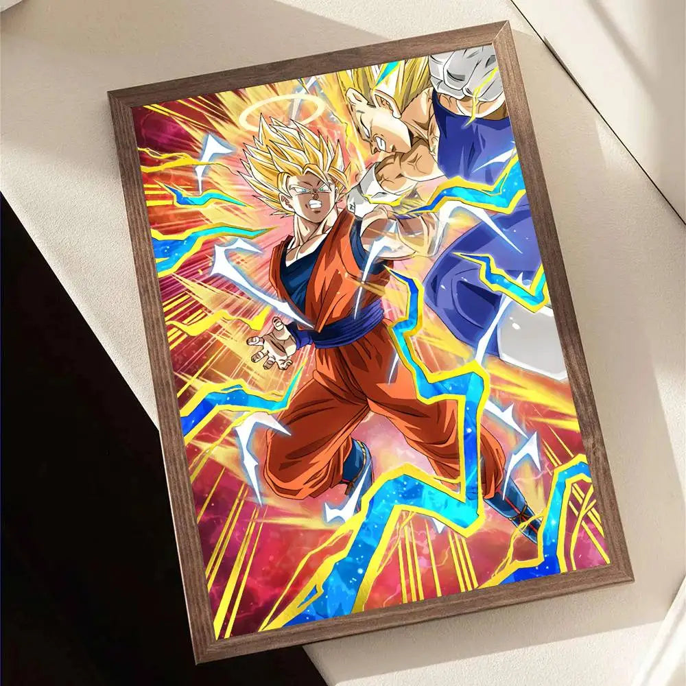1pc Japanese Anime Dragon Ball Goku Poster Self-adhesive Art Waterproof Paper Sticker Coffee House Bar Room Wall Decor