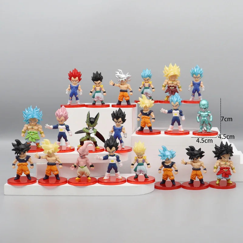 21pcs/lot Dragon Ball Mini Figure Super Saiyan Goku Vegeta Action Figures DBZ Dolls Model Toys Gifts