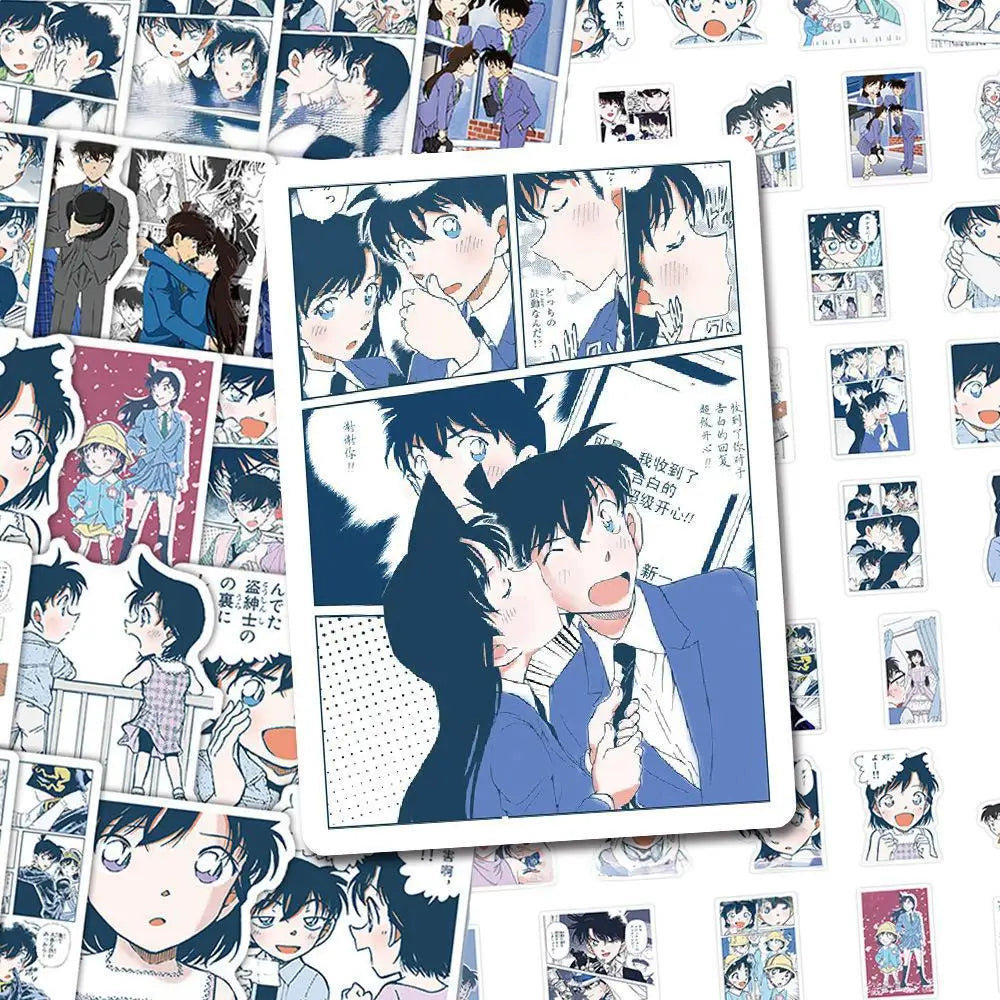 63 Pcs Detective Conan Stickers Shinichi and Ran CP Anime Peripherals Kaito Kid Character Cute DIY Decals