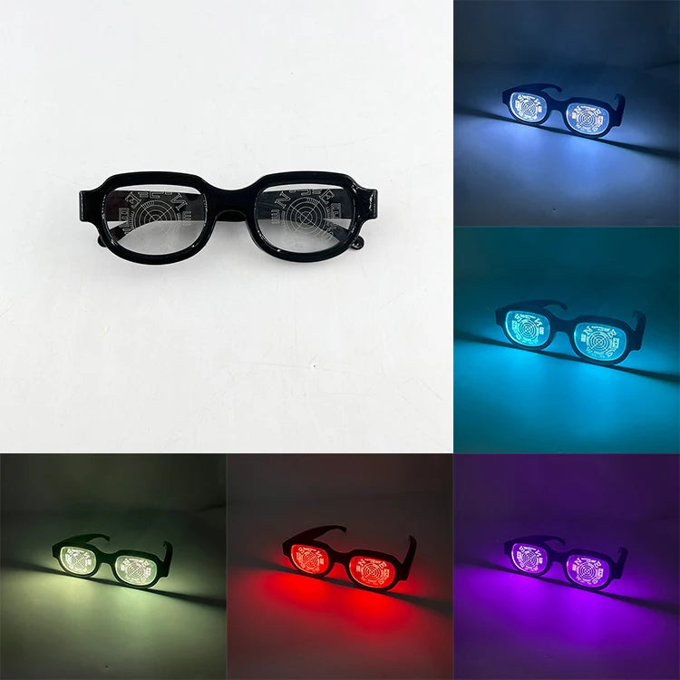 LED Conan Science Fiction Glasses Concert NightClub Cosplay Conan Props Cool LED Visor Glasses Glowing Round Frame Glasses