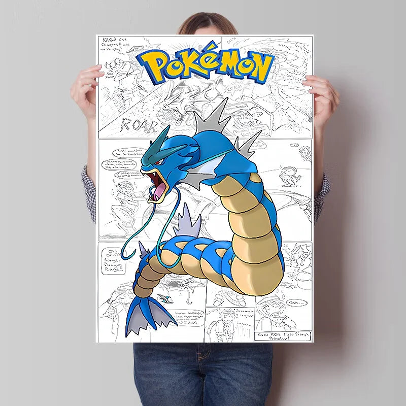 Pokemon Anime Figures Print Canvas Wall Art Posters Surrounding Charizard Bulbasaur Pikachu Decoration Interior Posters for Room