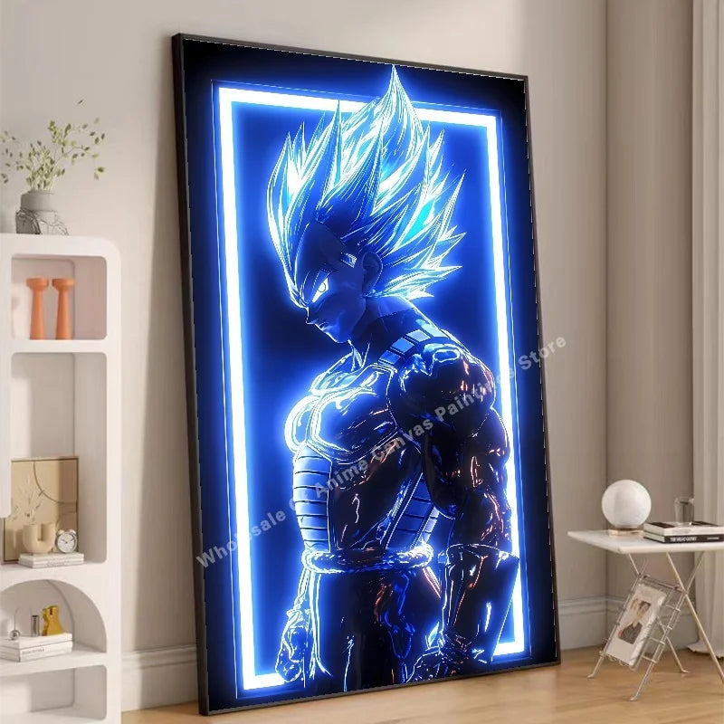 Anime Dragon Ball Wukong Neon Light Effect Poster High Definition Image Printing Creative Home Art Wall Decoration Painting