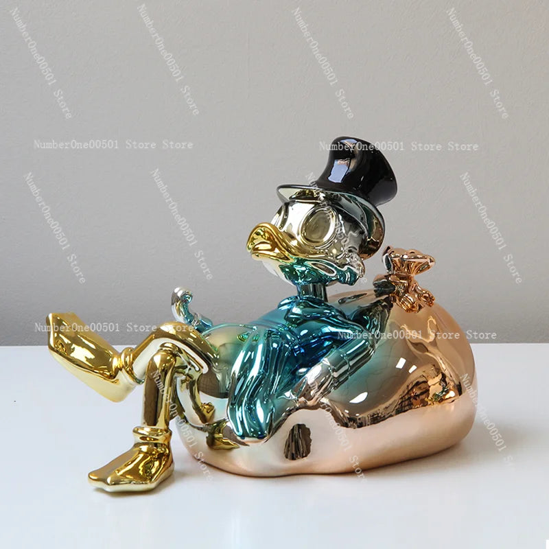 Modern Minimalist Ceramic Duck Figurine Creative Cartoon Decor for Living Room Model Home Office Desk