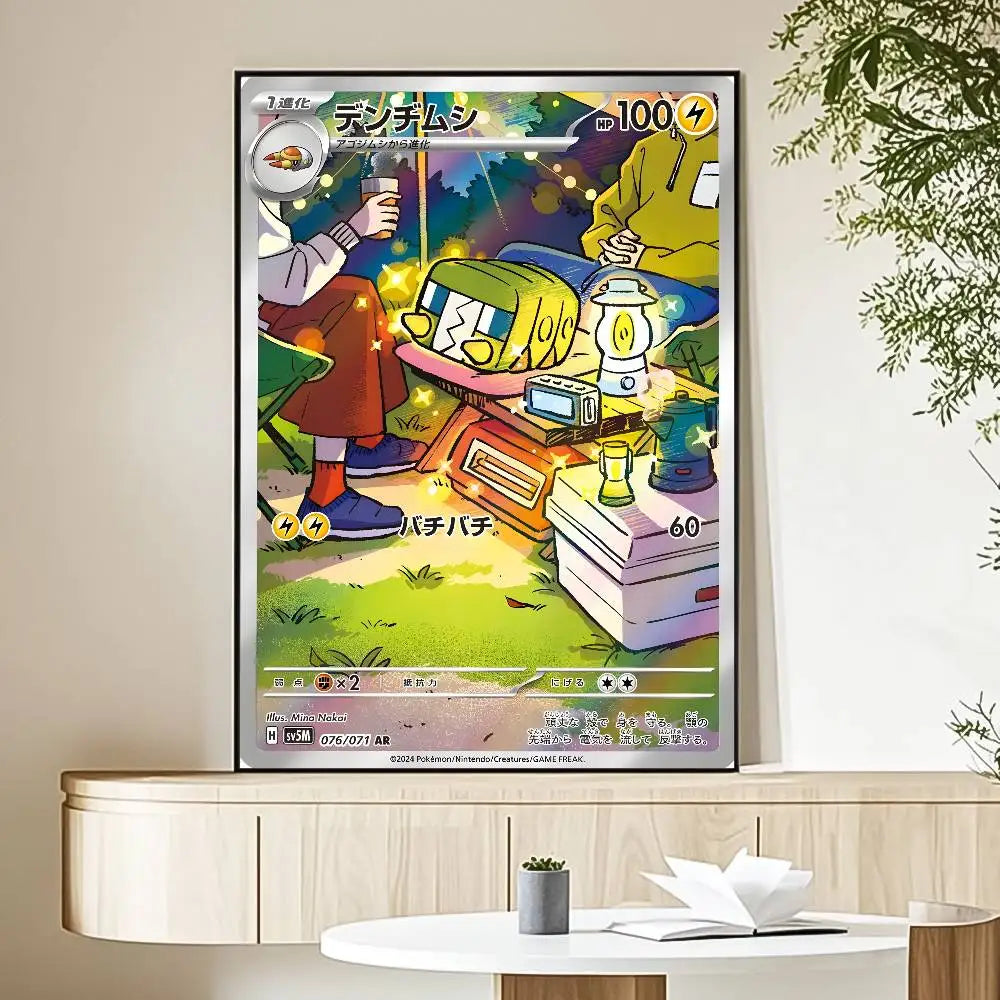 MINISO Cartoon Pokemon Poster HD Art Sticky Wall Waterproof Home Living Room Bedroom Bar Aesthetic Decoration