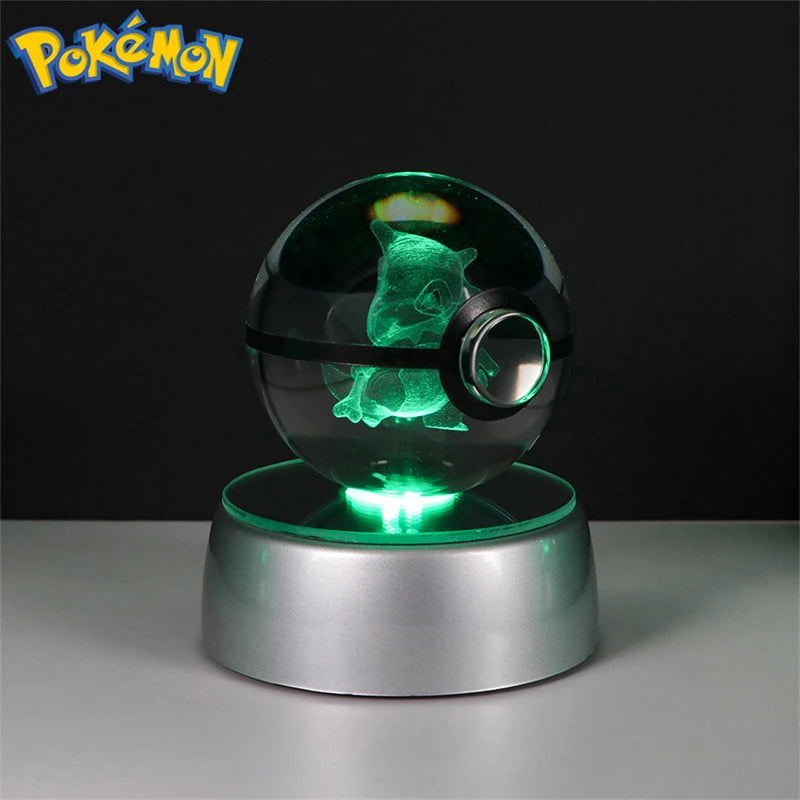 لعبة مجسم بوكيمون ثلاثي الأبعاد على شكل كرة كريستالية من باتر فري كيوبون، بوكيبول ديتو لوكاريو لابراس، نموذج لوجيا أركيوس مع قاعدة إضاءة LED