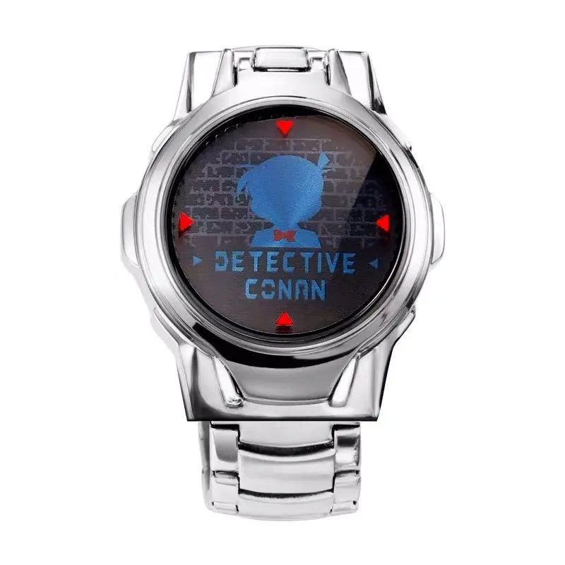 Genuine Anime Detective Conan Laser Clamshell Quartz Watch Waterproof Cosplay Character Shinichi For Boy Children Gifts Xmas