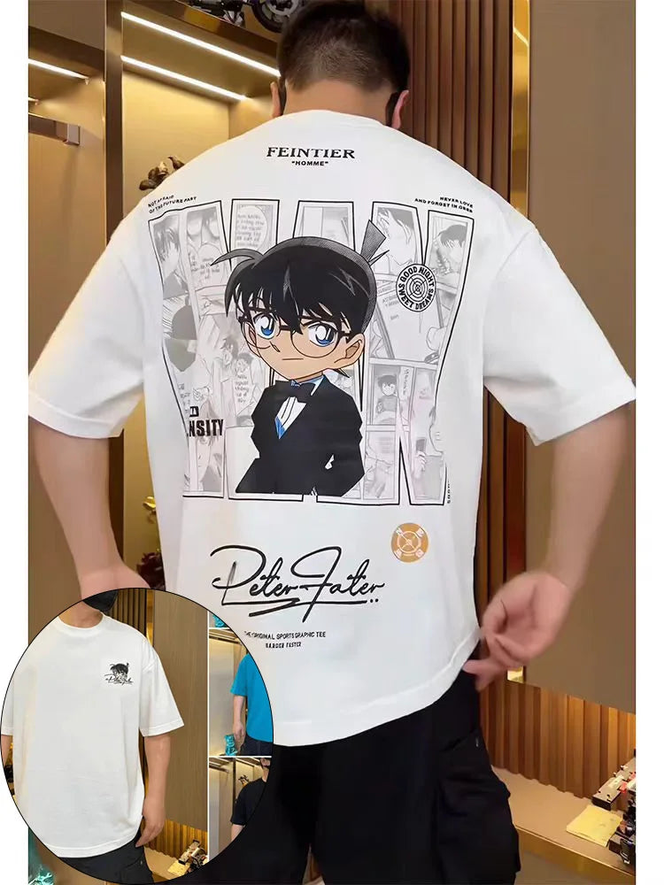 Detective Conan Case Closed Cotton Men's and Women's Short Sleeve Conan Edogawa Shinichi Kudo Summer Boys and Girls T-Shirt