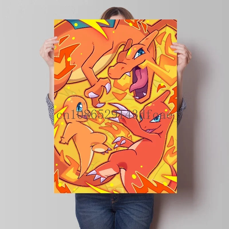 Pokemon Classic Anime Canvas Painting Bulbasaur Charmander Squirtle Poster and Print Wall Art Ink Picture Home Decor Kids Gifts