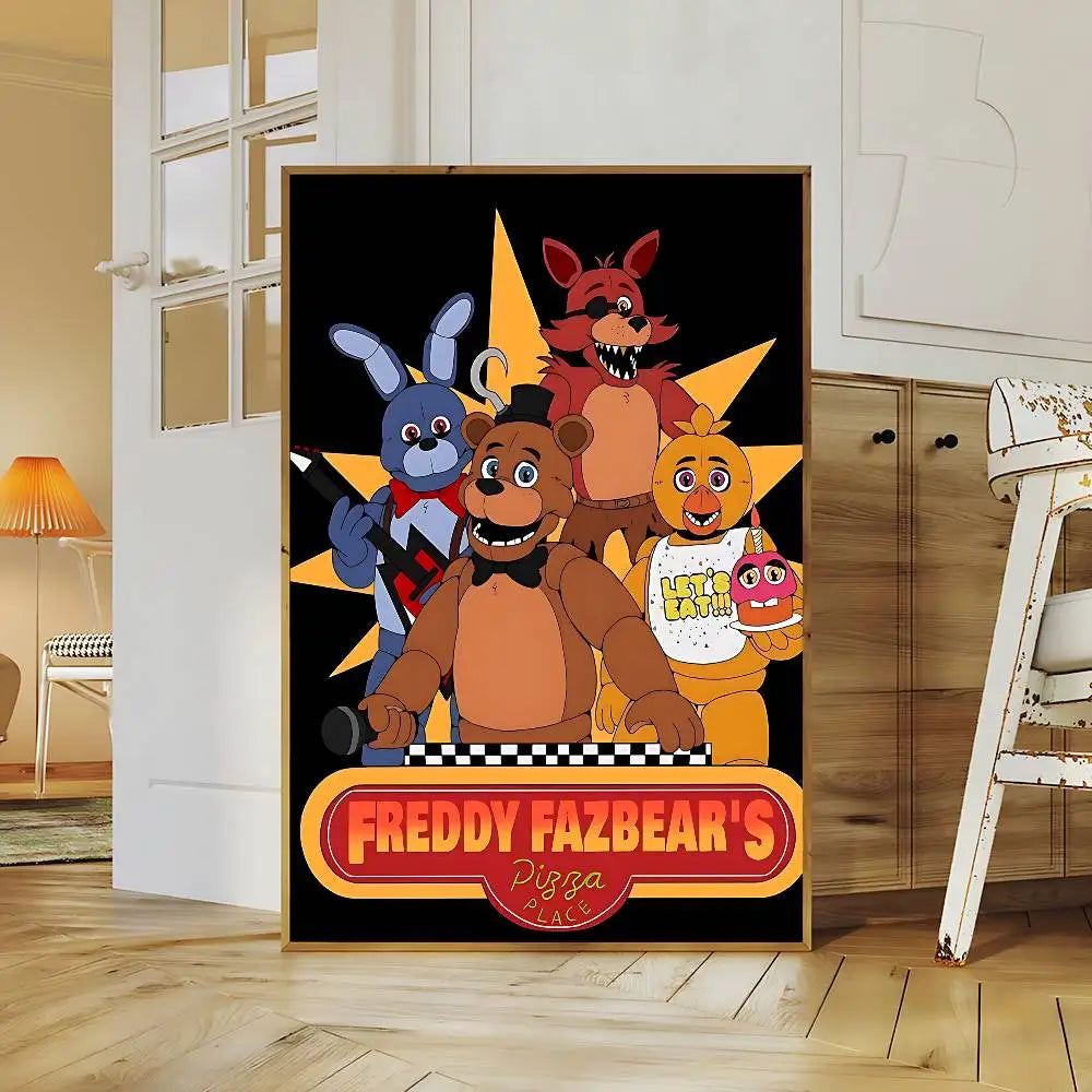 Horror Anime F-five N-nights At F-freddy's Good Quality Prints And Posters Room Home Bar Cafe Decor Aesthetic Art Wall Painting