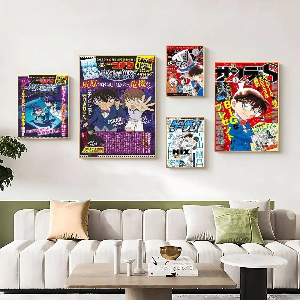 D-Detective Conan Comics Magazine Poster HD Canvas Painting Print For Home Living Room Bedroom Decorative Pictures