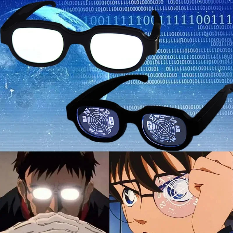 Anime Detective Conan LED Light Up Glasses Color Change Kawaii Luminous Crossdresser Glasses Cosplay Men Novelty Costumes Gift