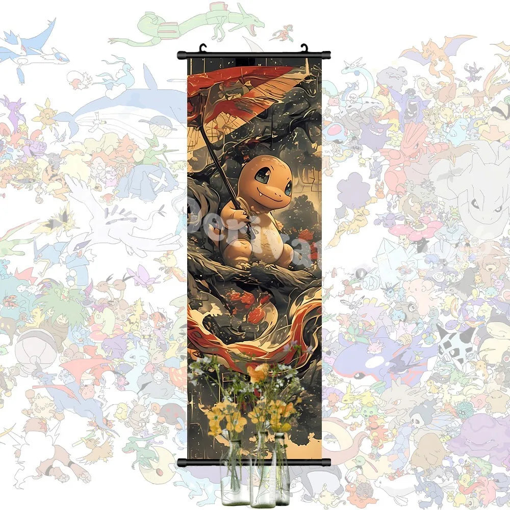 Printed Pokemon Poster Anime Wall Artwork Gengar Pictures Charizard Painting Canvas Pikachu Hanging Scrolls Home Room Decor