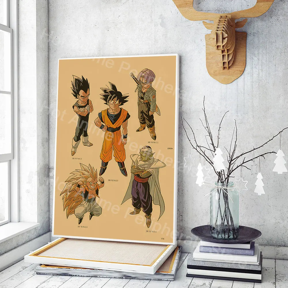 Vintage Posters Dragon Ball Peripheral Anime figures Vegeta Goku Picture Art Canvas Painting for Kids Bedroom Mural Decor Gifts