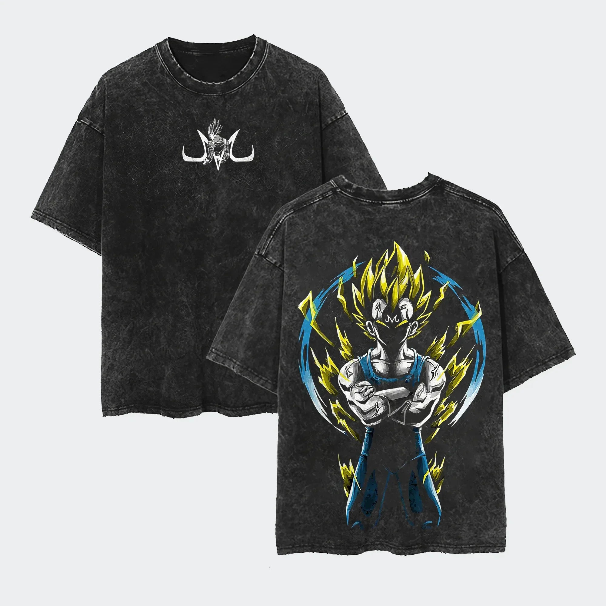 Anime Dragon Ball Cosplay Washed T-Shirt Cotton Short Sleeve Loose Large Casual Sports Fitness T-Shirt Men's Harajuku Clothing