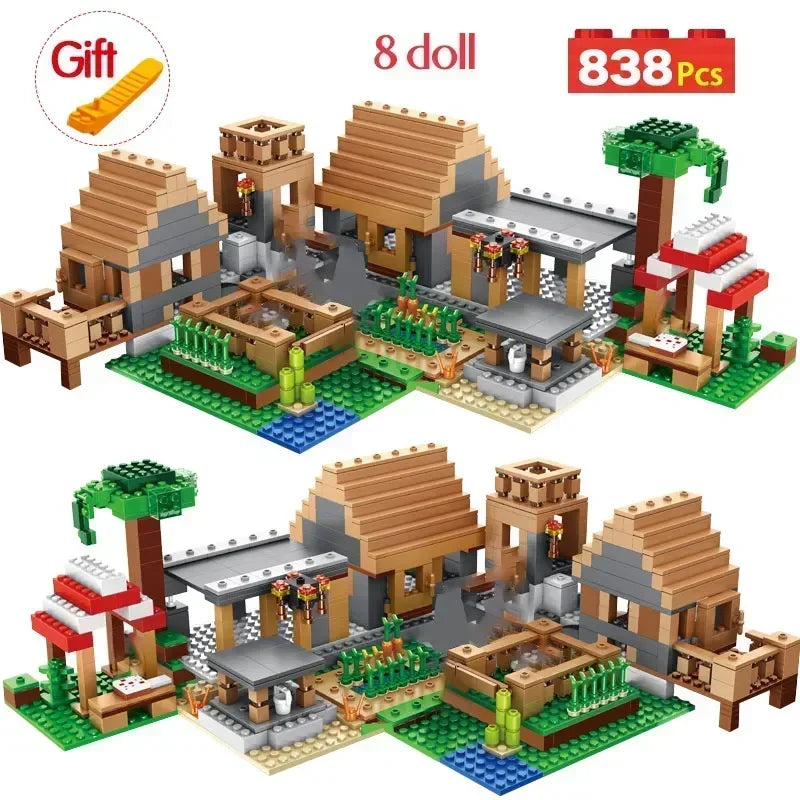 compatible Minecraft minifigures Track Mine Crawling Cave mini figures building block toys with children's gifts