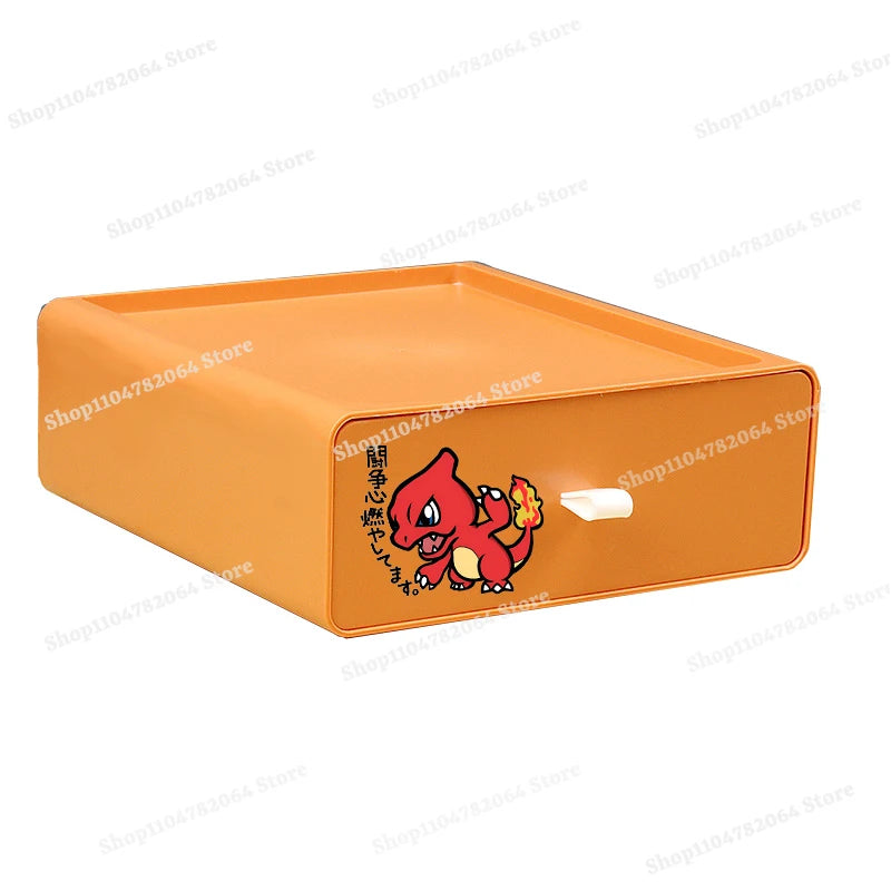 Pokemons Desktop Organizer Drawer Style Storage Box Office Multi-layer Small Storage Cabinet Bookshelf Assembled Case Party Gift