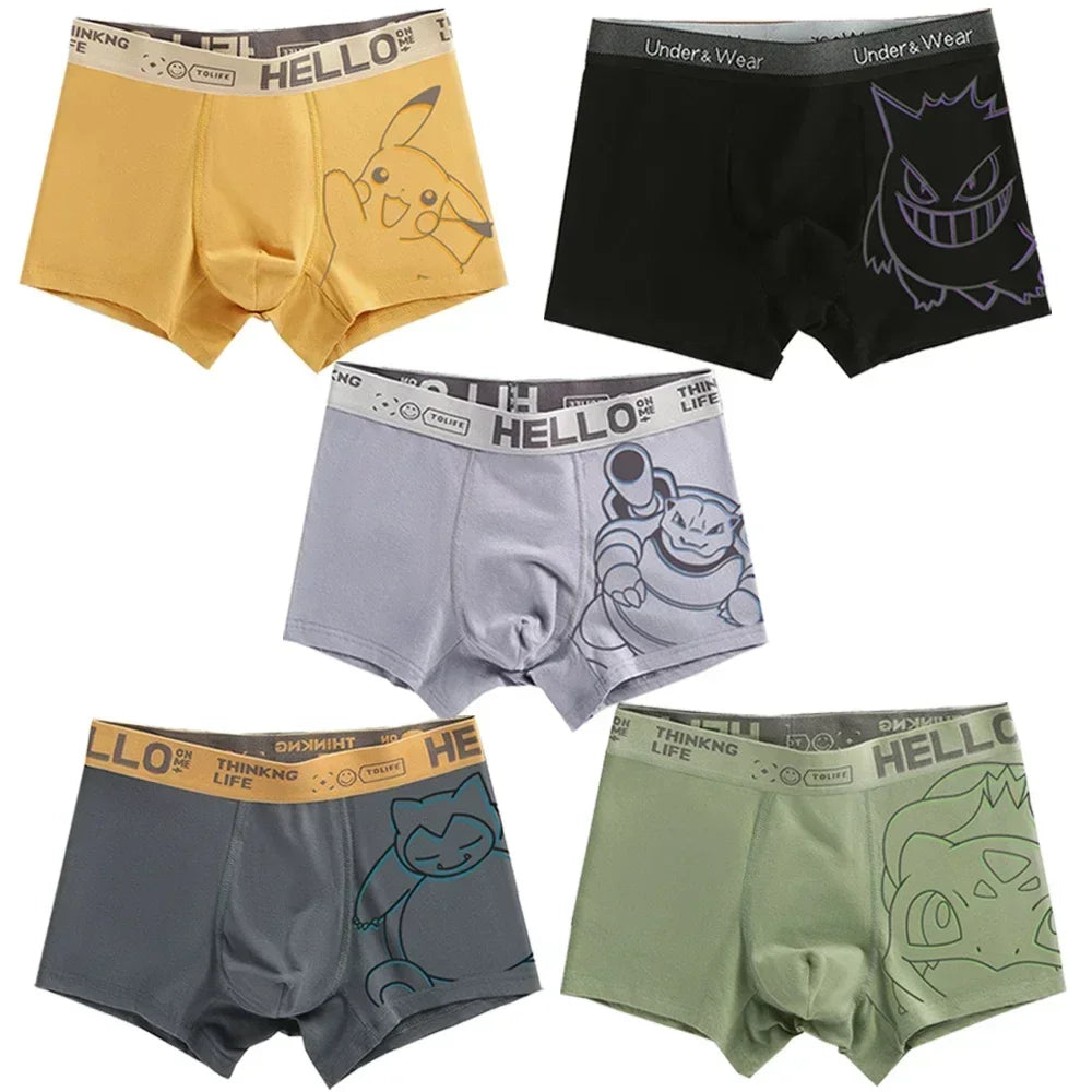 Pokemon Charmander Charizard Bulbasaur Gengar Pikachu Men's Underpants Anime Antibacterial Boxer Briefs Boys Shorts Pants Gifts
