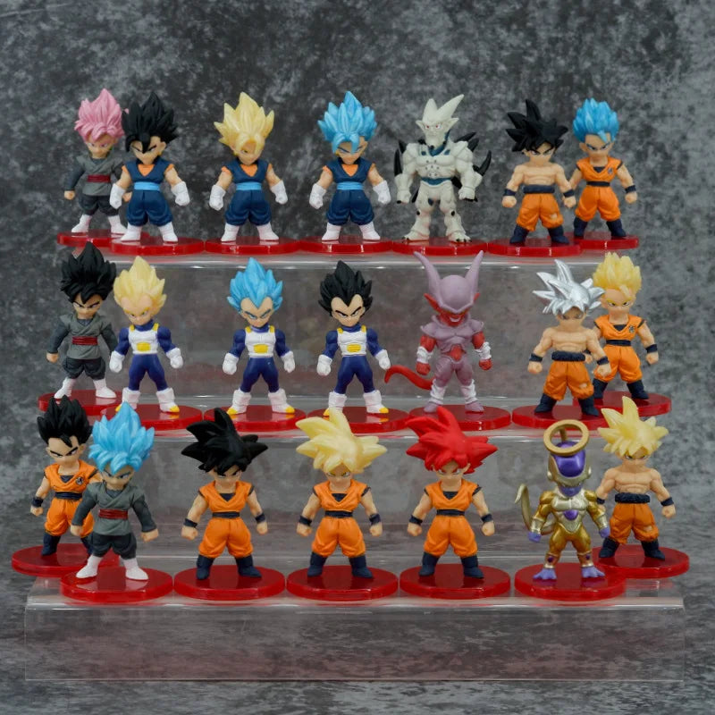 21pcs/lot Dragon Ball Mini Figure Super Saiyan Goku Vegeta Action Figures DBZ Dolls Model Toys Gifts