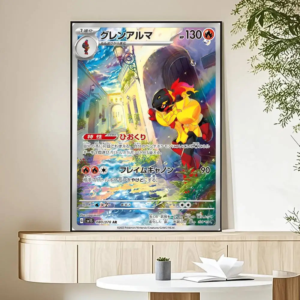 MINISO Cartoon Pokemon Poster HD Art Sticky Wall Waterproof Home Living Room Bedroom Bar Aesthetic Decoration
