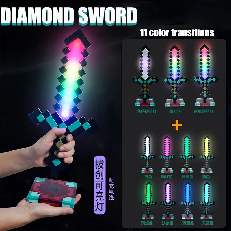 Minecraft sword night light decoration colour changer sword game peripheral gift model table lamp gift for children