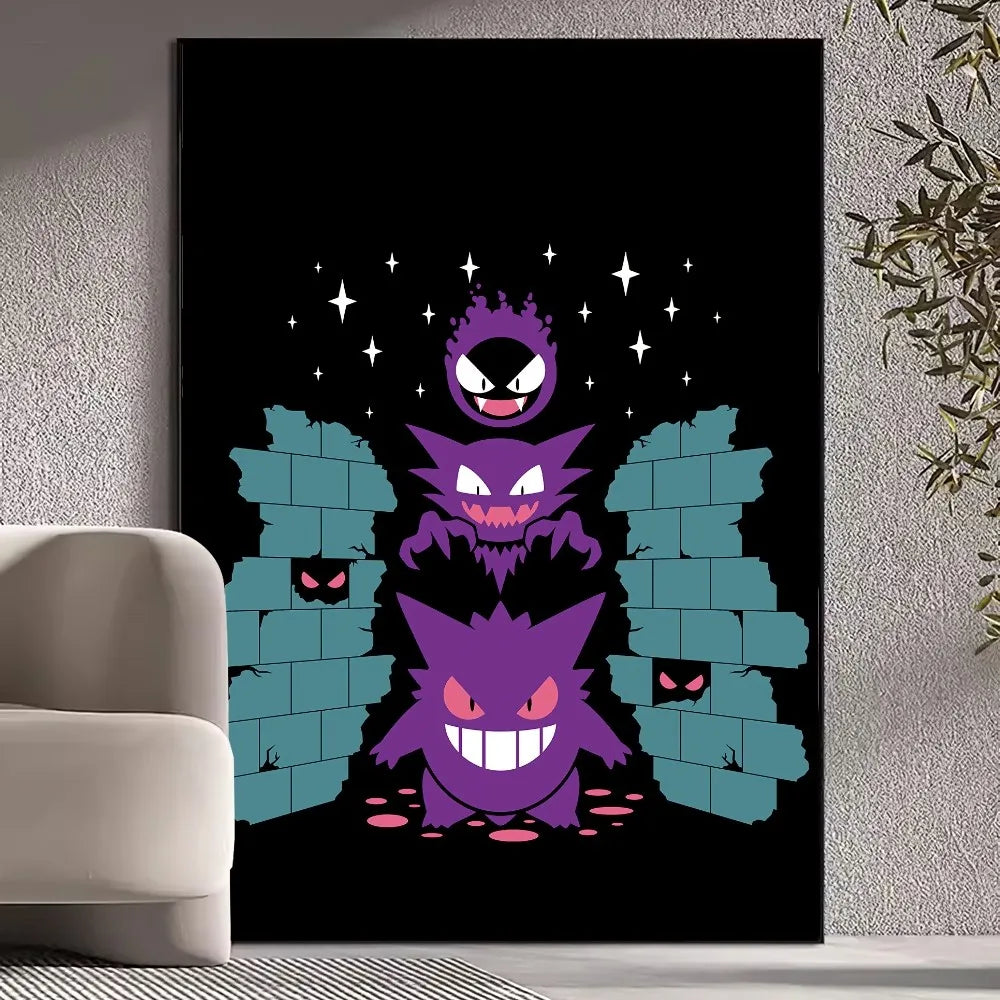BiliBili Anime Pokemon Cute Gengar Poster Prints Wall Pictures Living Room Home Decoration