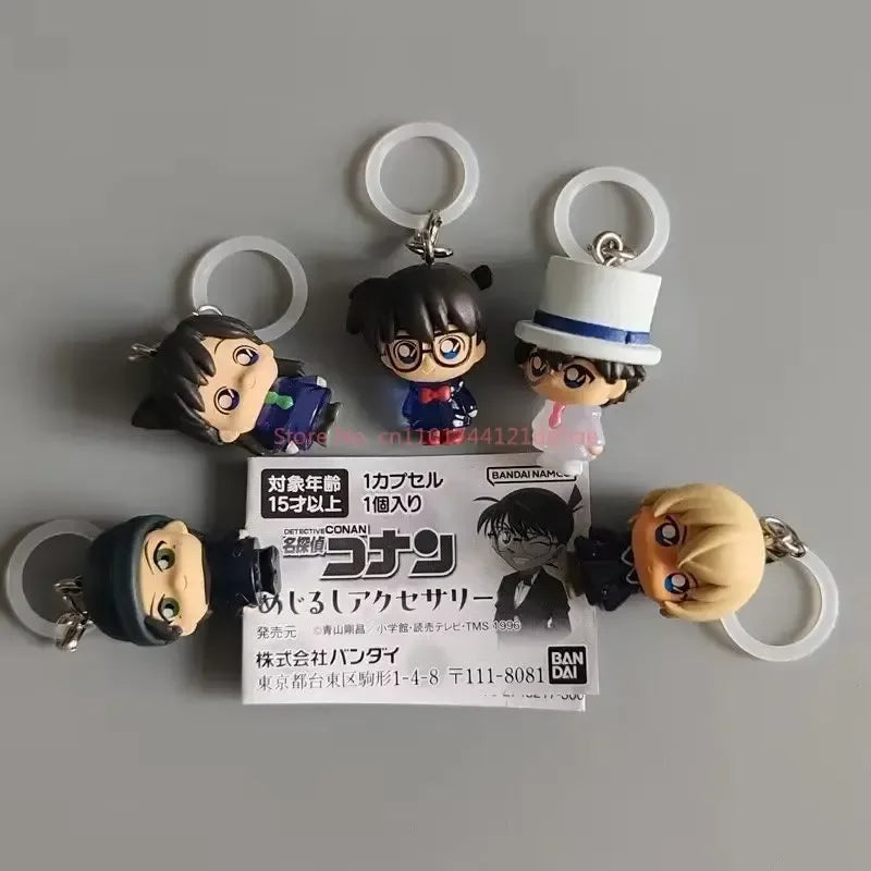 BANDAI Original In Stock Detective Conan Gashapon Keychain Set - Kaito Kid/Ran/Heiji/Akai/Amuro - Anime Collectible Charm