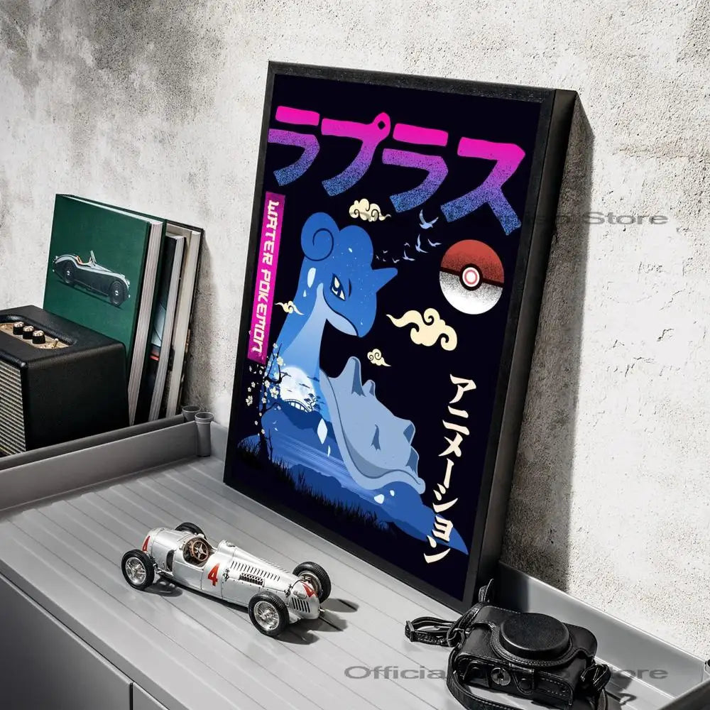 1pc Anime Pikachu Poster Self-adhesive Art Pokemon Waterproof Paper Sticker Coffee House Bar Room Wall Decor