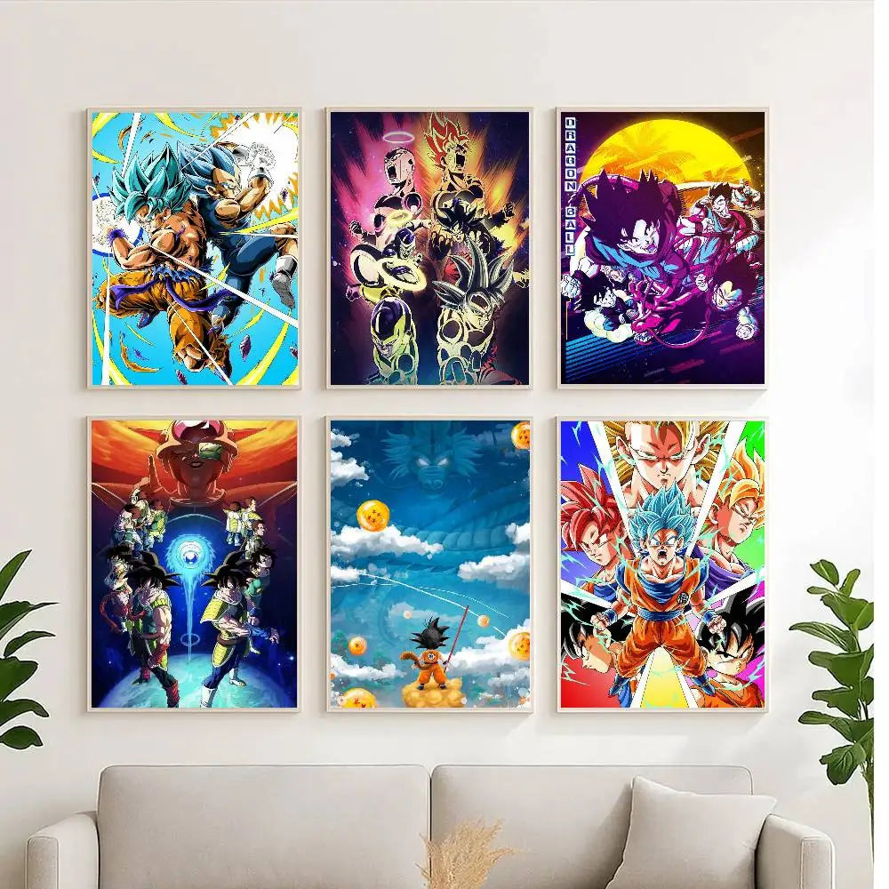 1pc Japanese Anime Dragon Ball Goku Poster Self-adhesive Art Waterproof Paper Sticker Coffee House Bar Room Wall Decor