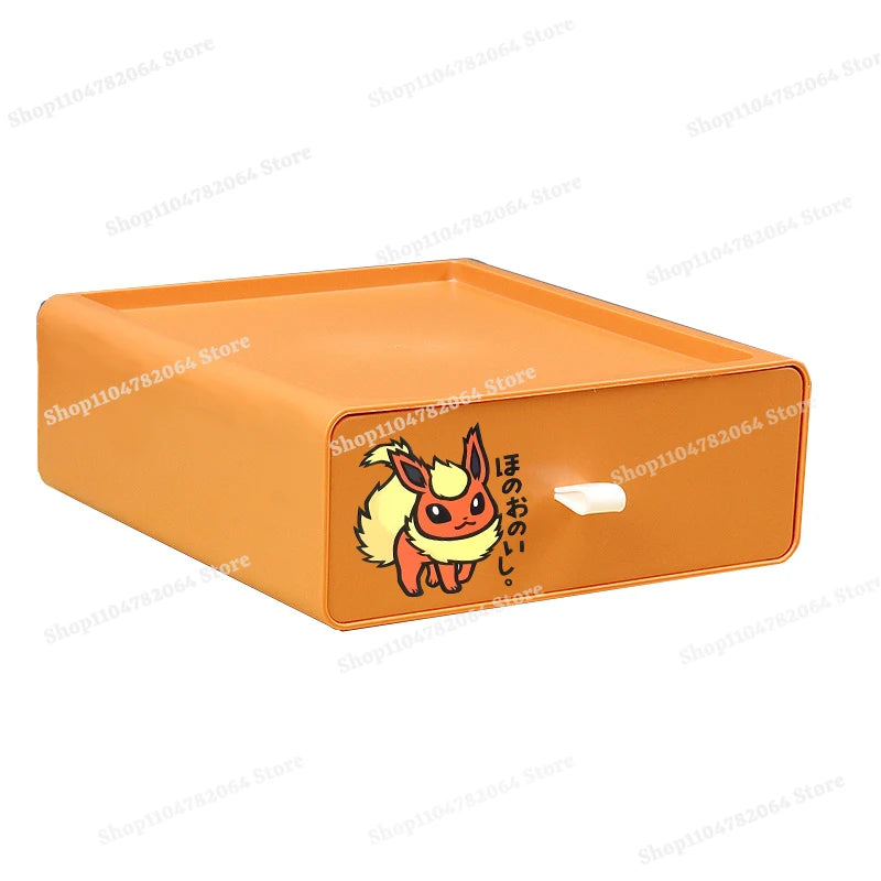 Pokemons Desktop Organizer Drawer Style Storage Box Office Multi-layer Small Storage Cabinet Bookshelf Assembled Case Party Gift