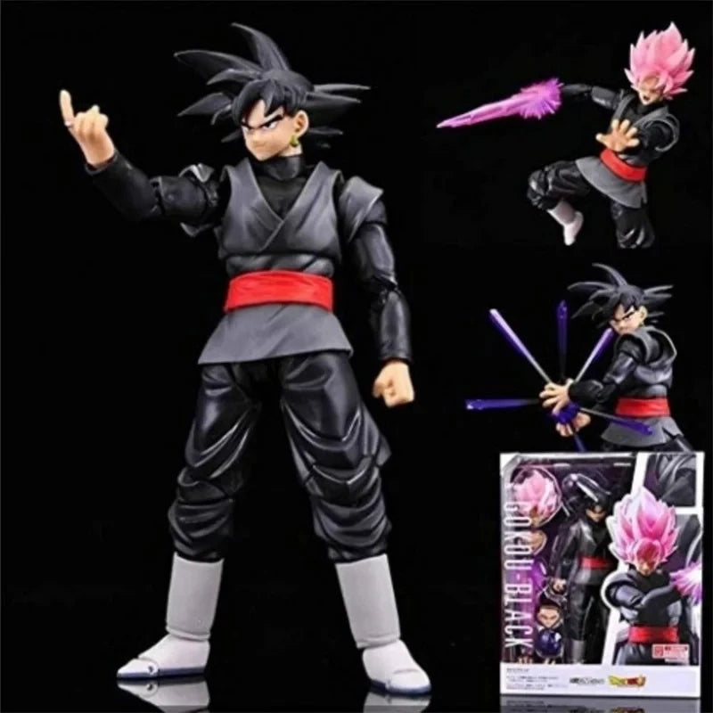 14cm Dragon Ball Black Goku Zamasu Anime Action Figure Super Saiyan Movie Version Dbz Model With Multiple Accessories Toys gifts