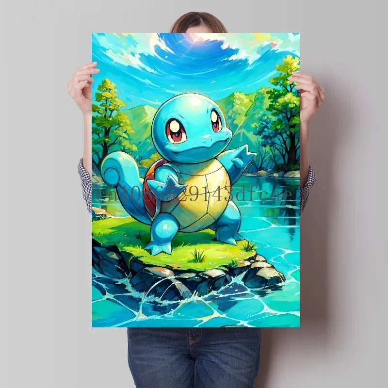 Pokemon Classic Anime Canvas Painting Bulbasaur Charmander Squirtle Poster and Print Wall Art Ink Picture Home Decor Kids Gifts
