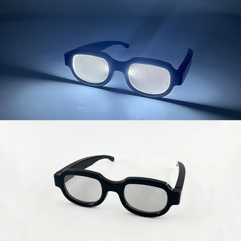 LED Conan Science Fiction Glasses Concert NightClub Cosplay Conan Props Cool LED Visor Glasses Glowing Round Frame Glasses