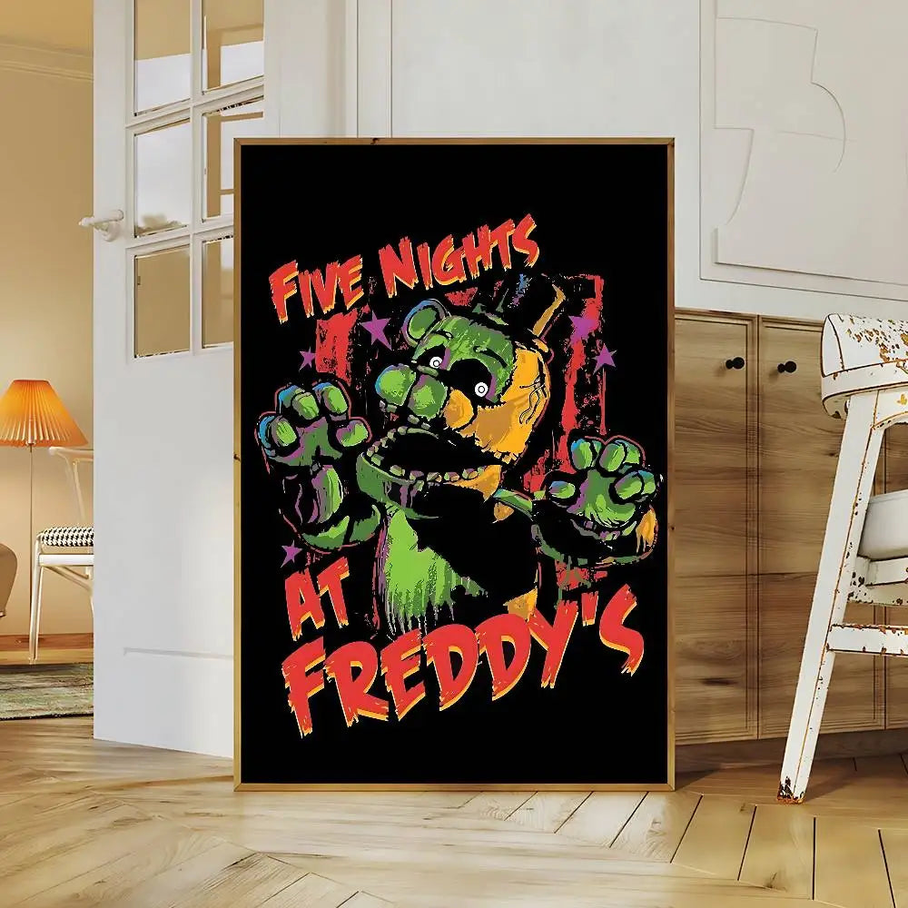 Horror Anime F-five N-nights At F-freddy's Good Quality Prints And Posters Room Home Bar Cafe Decor Aesthetic Art Wall Painting