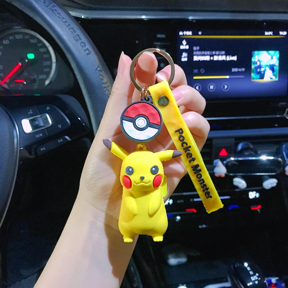 Pokémon Keychain Set - Cute Pikachu & Friends Q Version Keyring, Anime Backpack Charm, Kawaii Gift for Fans & Couples (Birthday